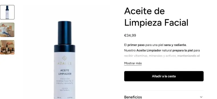 Ficha de producto de la tienda de Azalée Beauty